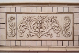 Floral tile with Single Scrolls for Wall tile