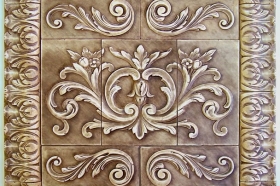 Floral tile with Single Scrolls for Interior Design
