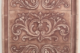Floral tile with Single Scrolls for Interior Design