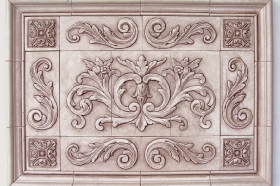 Floral tile with Single Scrolls for Decorative inserts