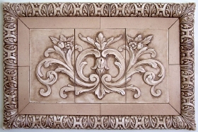 Floral tile with wide flat tiles and Henry's liners for Decorative Mural