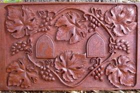 Original carved panel reproduced in order to make our Grapes and Leaves tile set