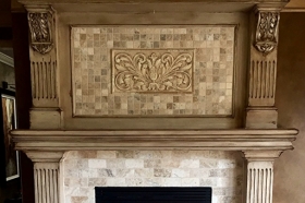 Toulouse tile and Half Round Liners on Fireplace